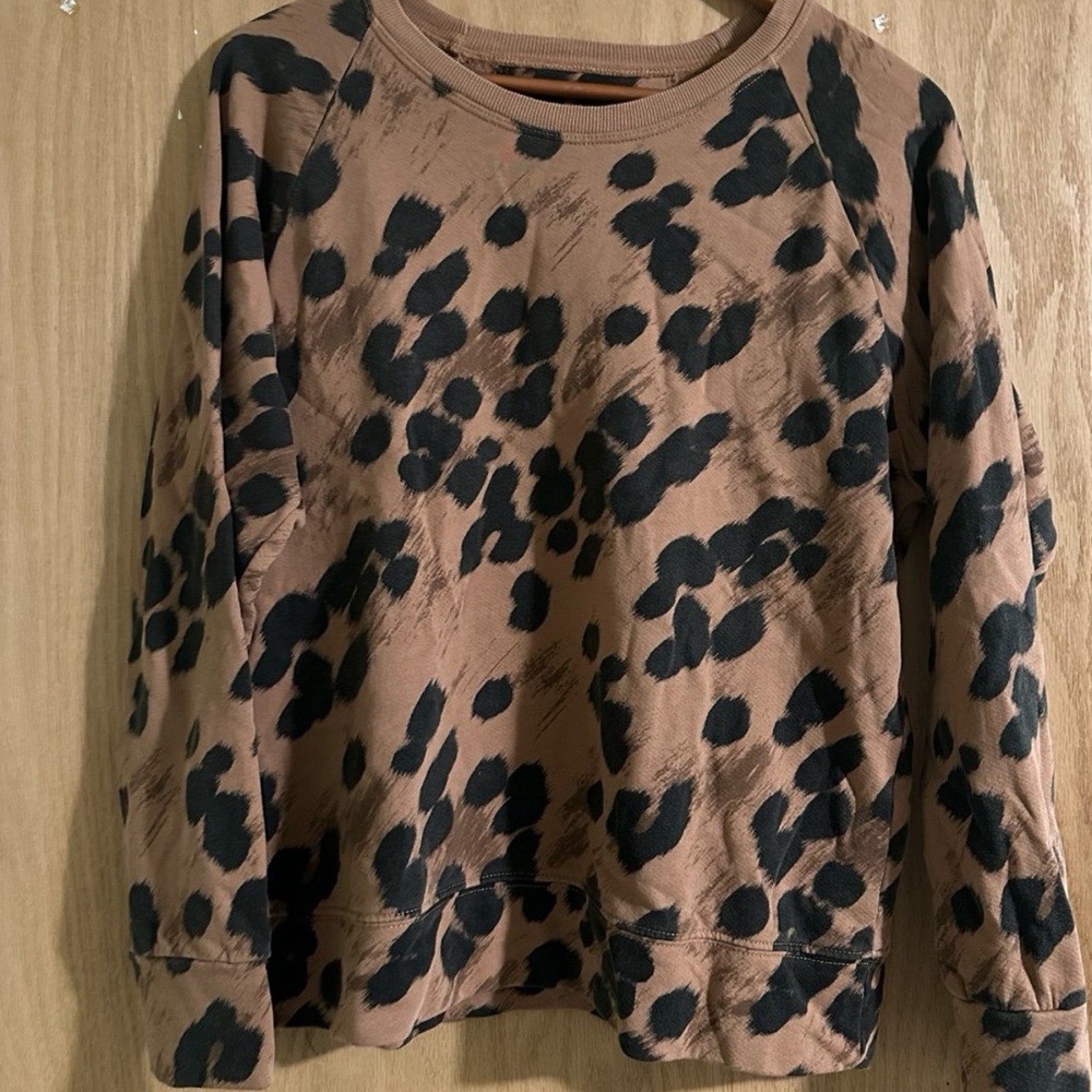 Splits59 Tan and Black Boxy Long Sleeve Sweatshirt